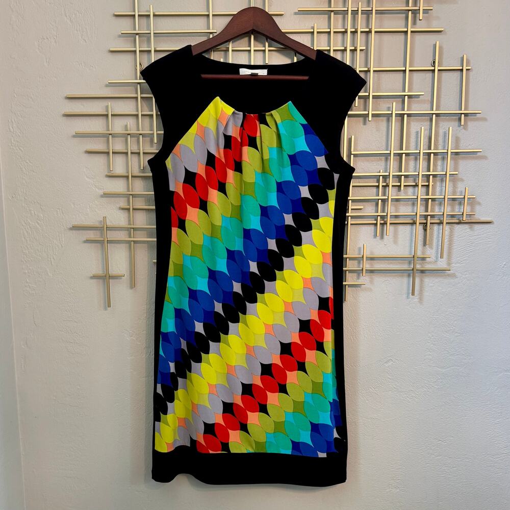London Times Size 8 Multicolor Geometric Mod Shift Dress
